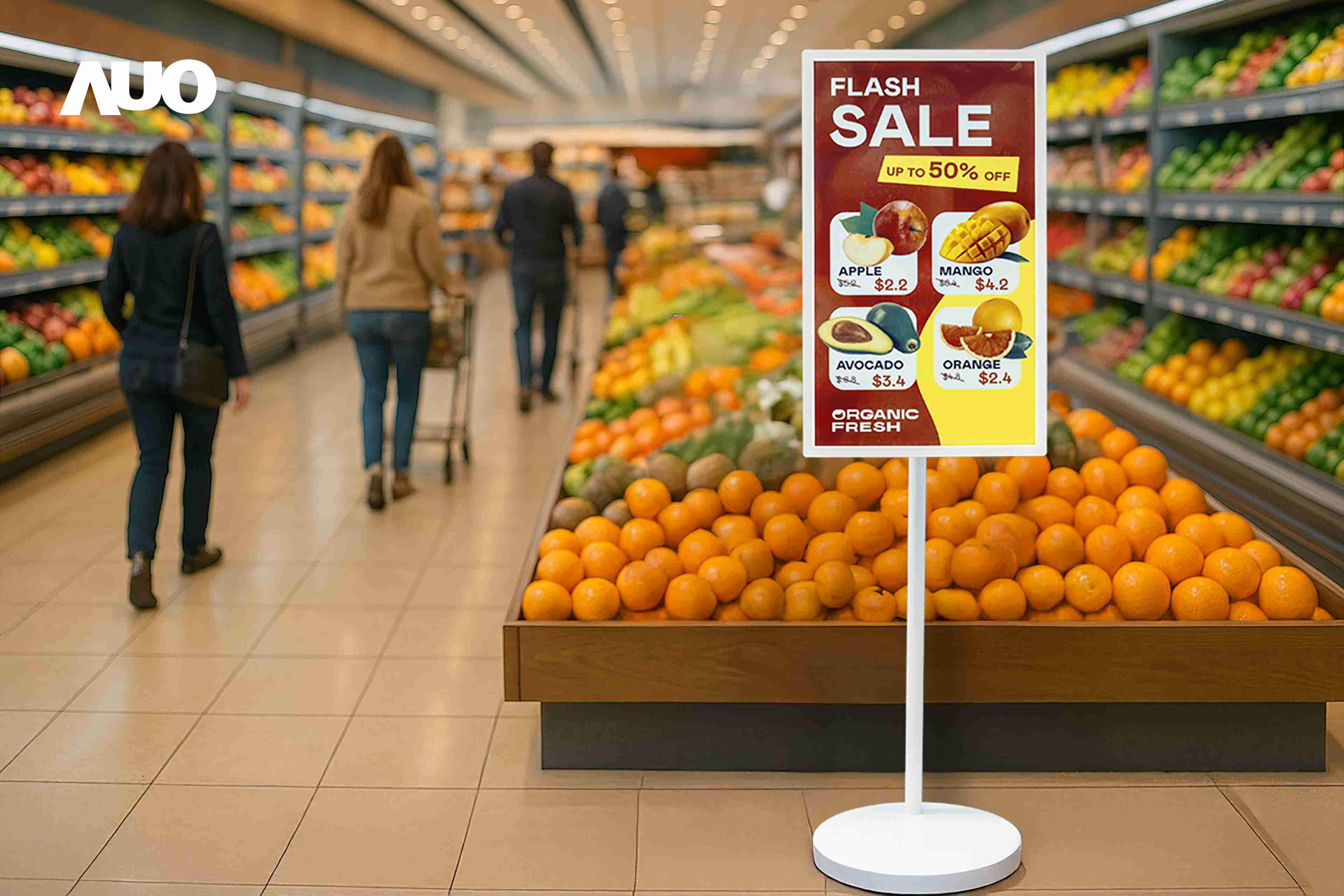 达擎首亮相低功耗、、、、全彩的〝aecoPost电子纸解决方案〞，，，，仅在更新画面时需要微量的电力驱动，，无需布建电线的便捷设计，，，使其可灵活应用、、、、随意置放，，，并可透过云端或行动装置app，，，，轻松管理及排程广告内容，，晋升店头营销利器。。。。